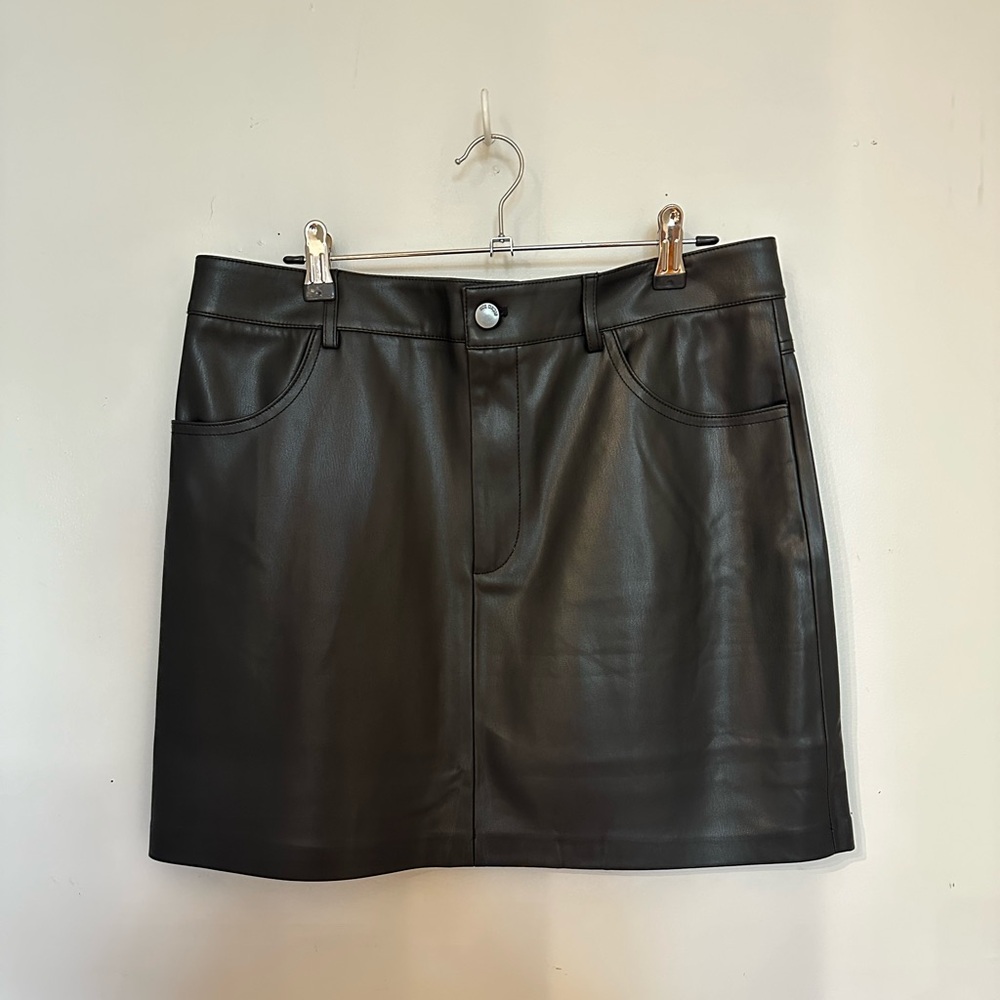 MANGO Leather Mini Skirt